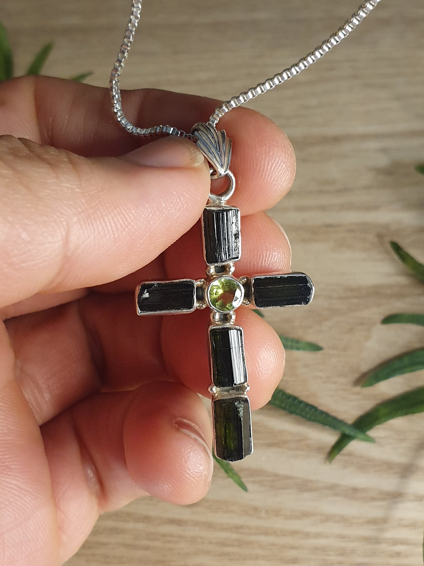 Black Tourmaline, Peridot Pendant (mx844)