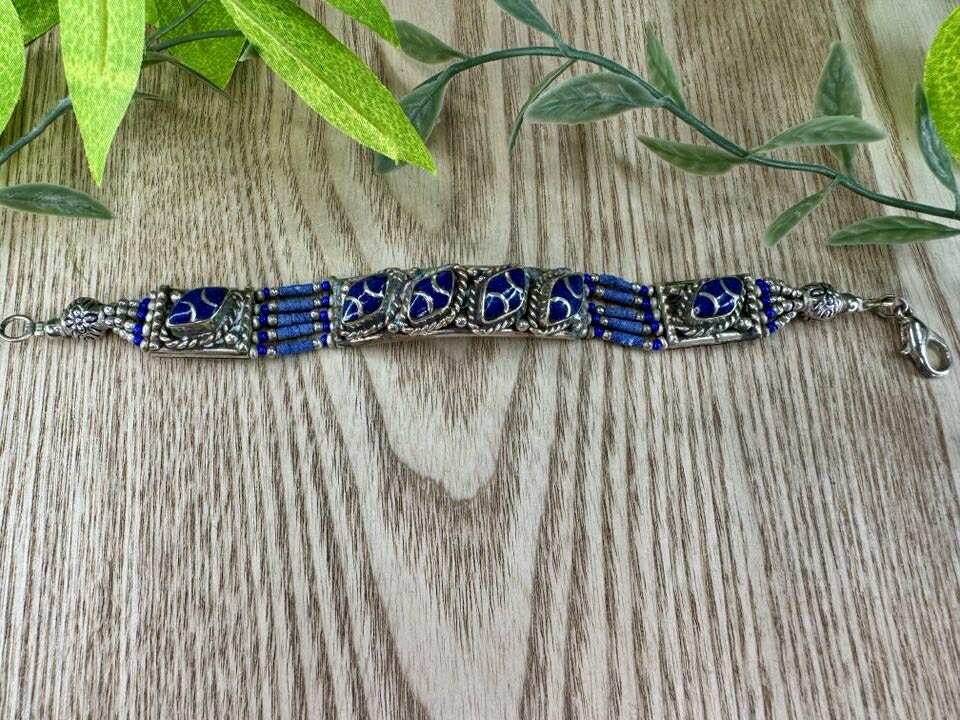 Lapis Lazuli Bracelet set in 925 Sterling Silver (LLBr1)