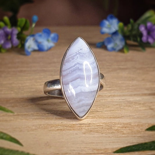 Blue Lace Agate Ring - Size 9 (jx212)