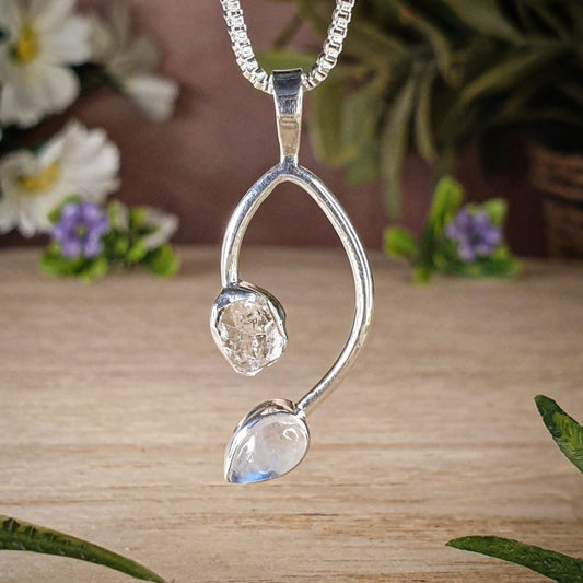 Herkimer Diamond, Moonstone Pendant (mx598)