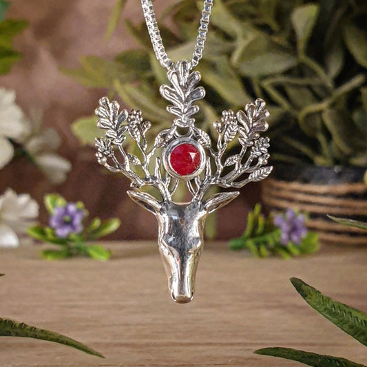 Ruby Deer Pendant (mx623)