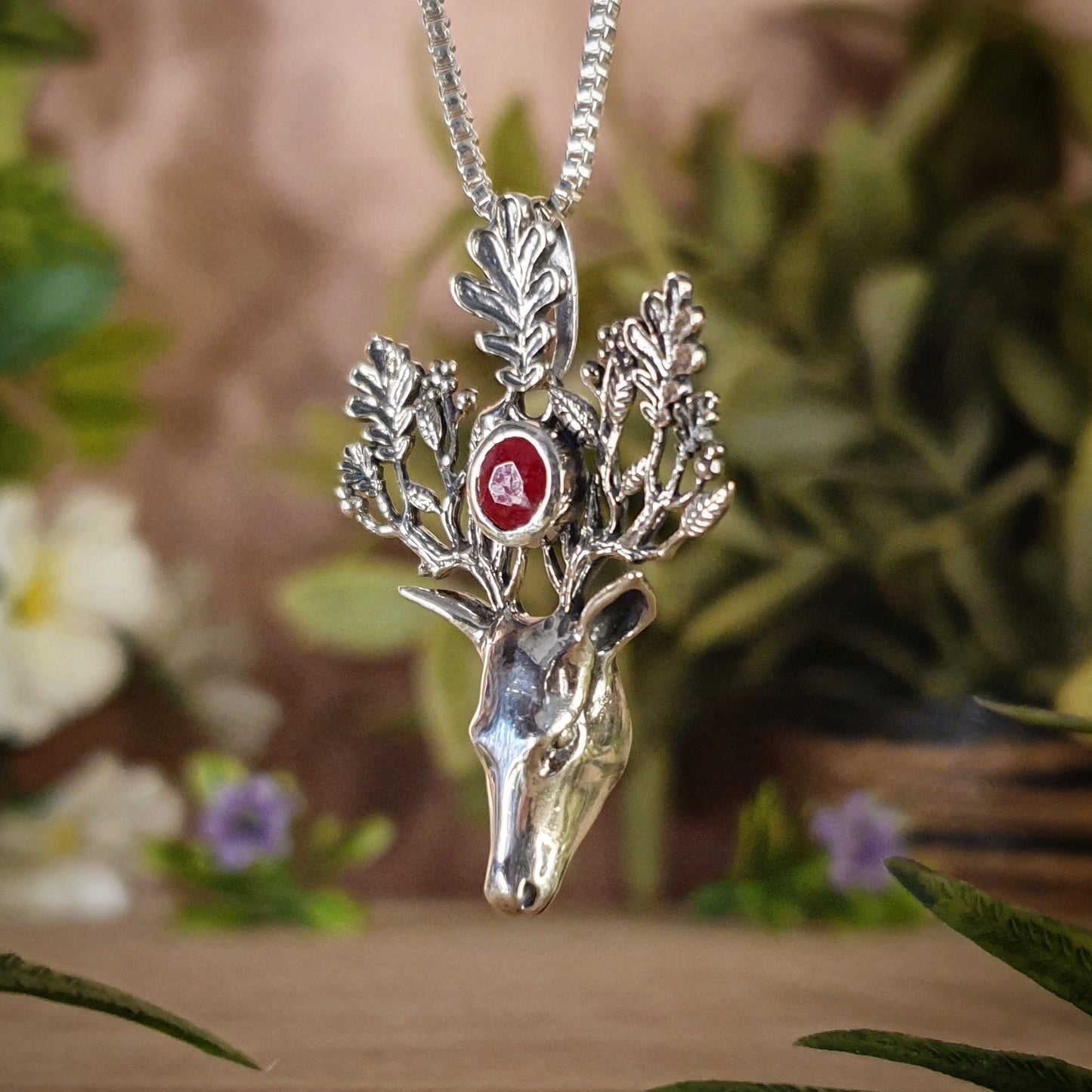 Ruby Deer Pendant (mx623)