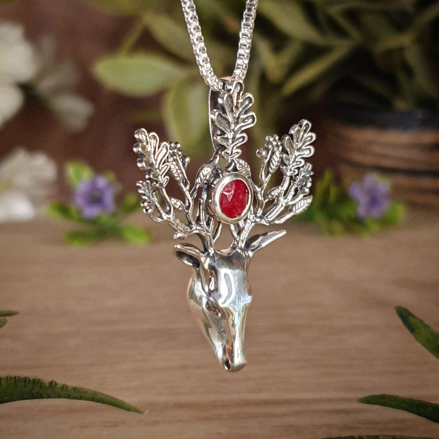 Ruby Deer Pendant (mx623)