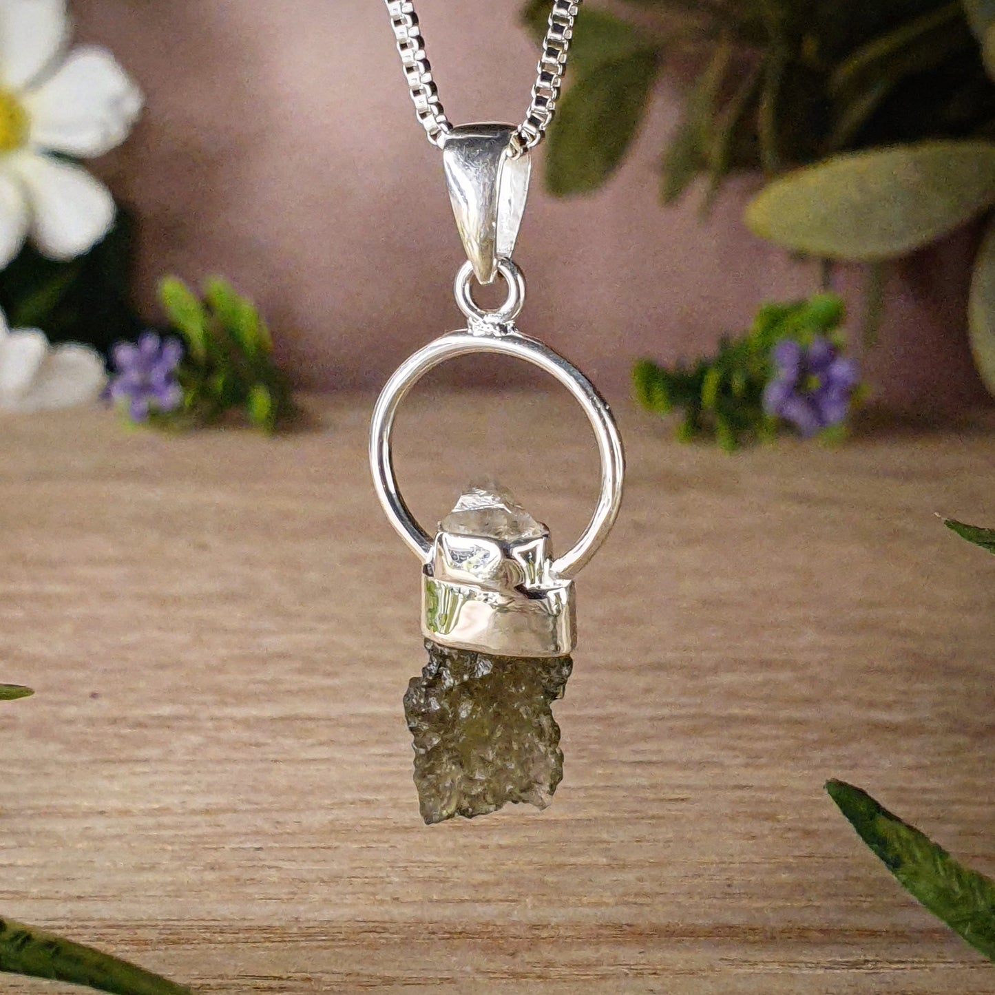 Moldavite, Herkimer Diamond Pendant (mx737)