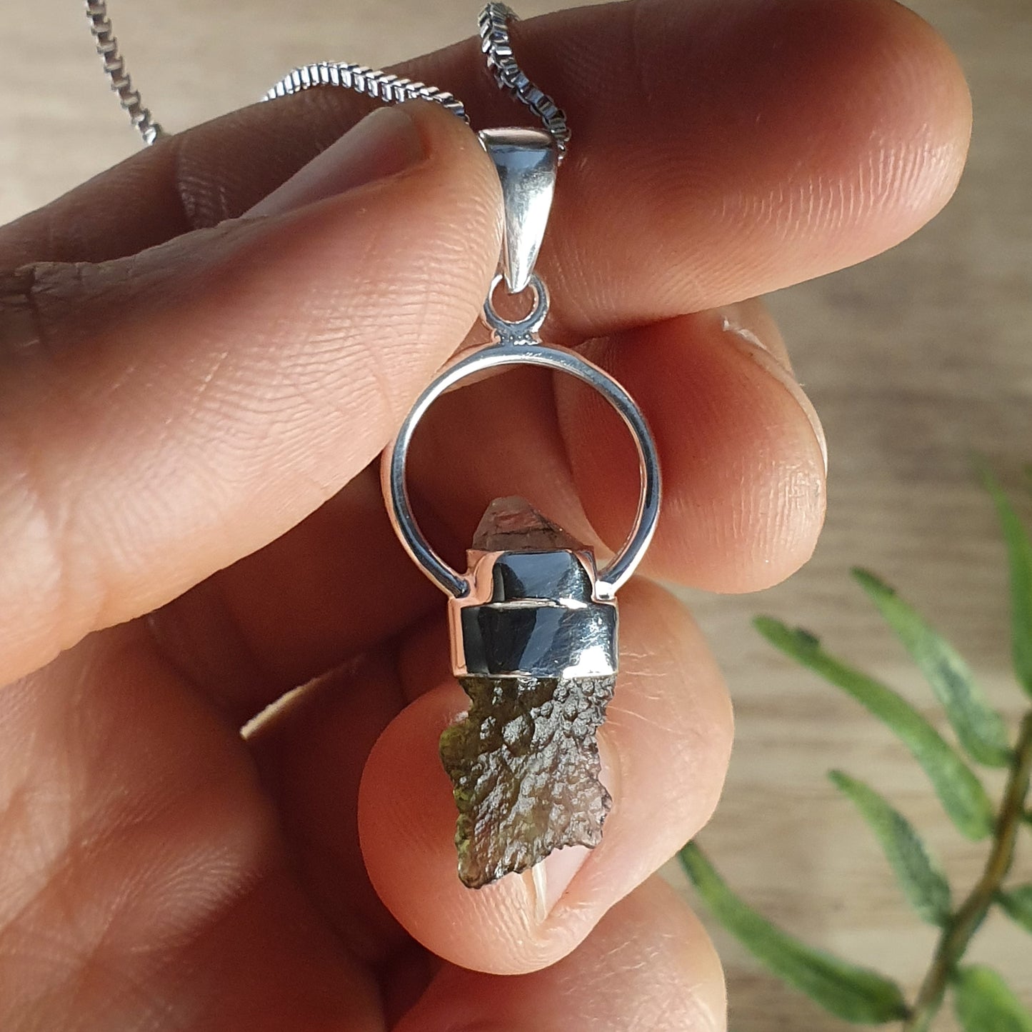 Moldavite, Herkimer Diamond Pendant (mx737)