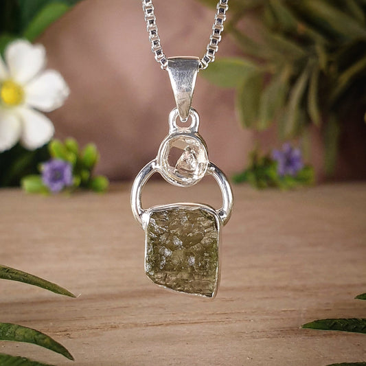 Moldavite, Herkimer Diamond - (mx773)