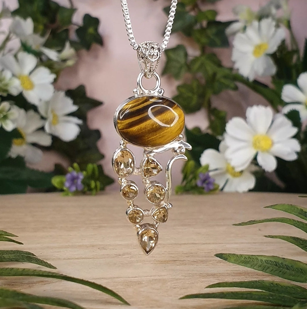 Tiger's Eye, Citrine Pendant (mx878)