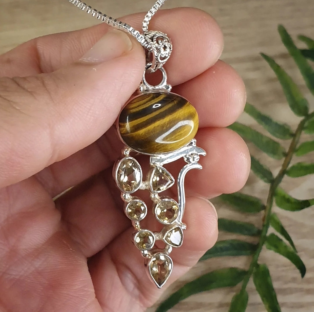Tiger's Eye, Citrine Pendant (mx878)
