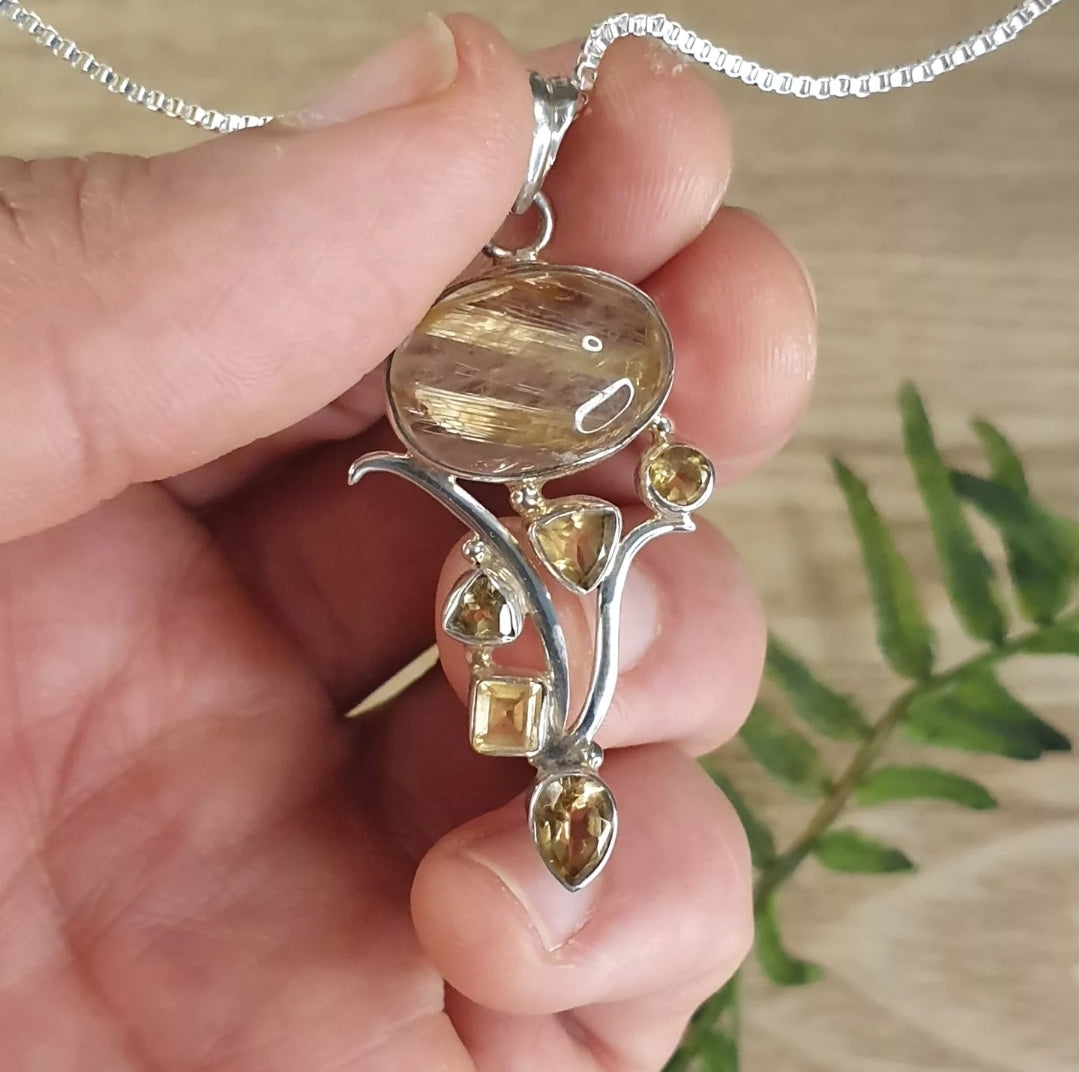 Golden Rutile, Citrine Pendant (mx877)