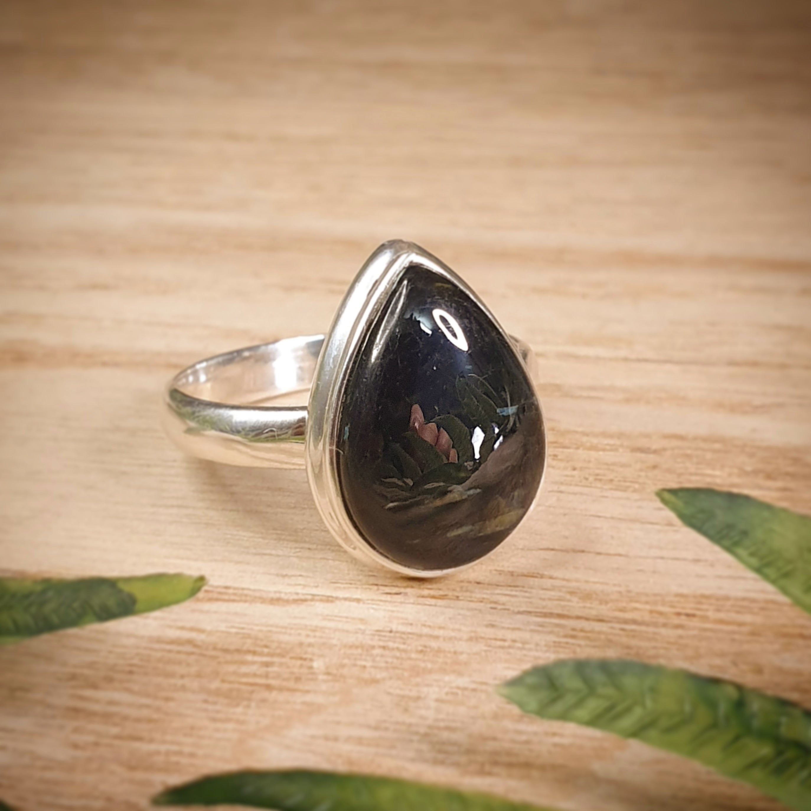 Nuummite ring on sale